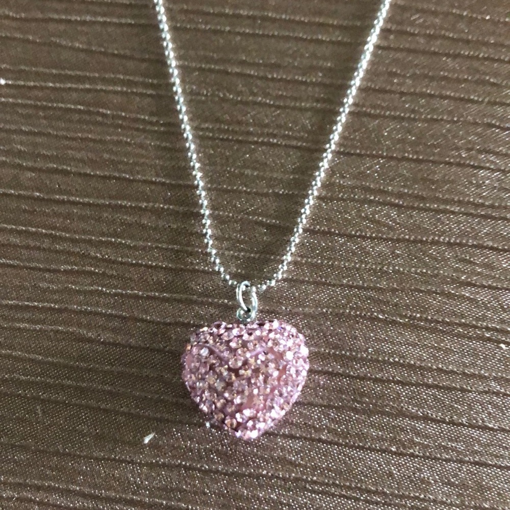 Pink crystal heart necklace